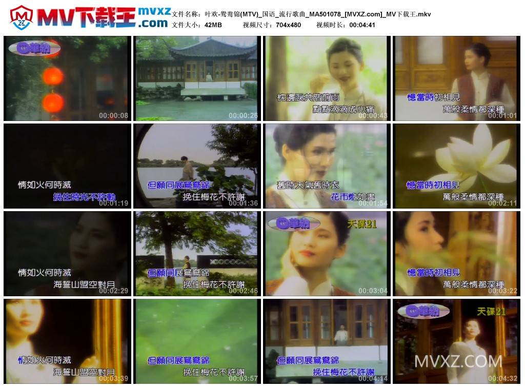 叶欢-鸳鸯锦(MTV)_国语_流行歌曲_MA501078